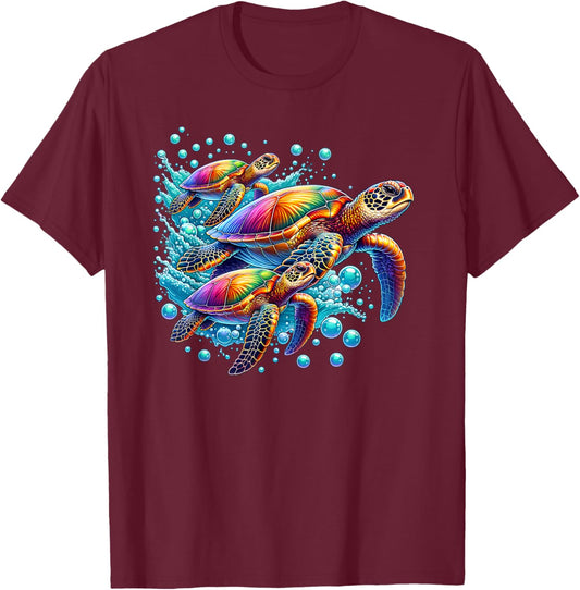 Sea Turtles Save The Turtle Ocean Animal Beach Lover Graphic T-Shirt - T-Shirt | Maroon