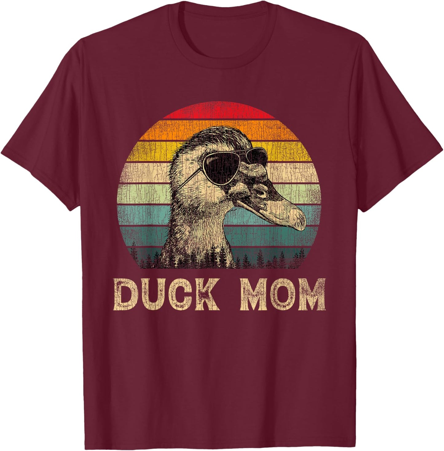 Vintage Duck Mom Duck Lovers Mommy Mother's Day T-Shirt - T-Shirt | Maroon
