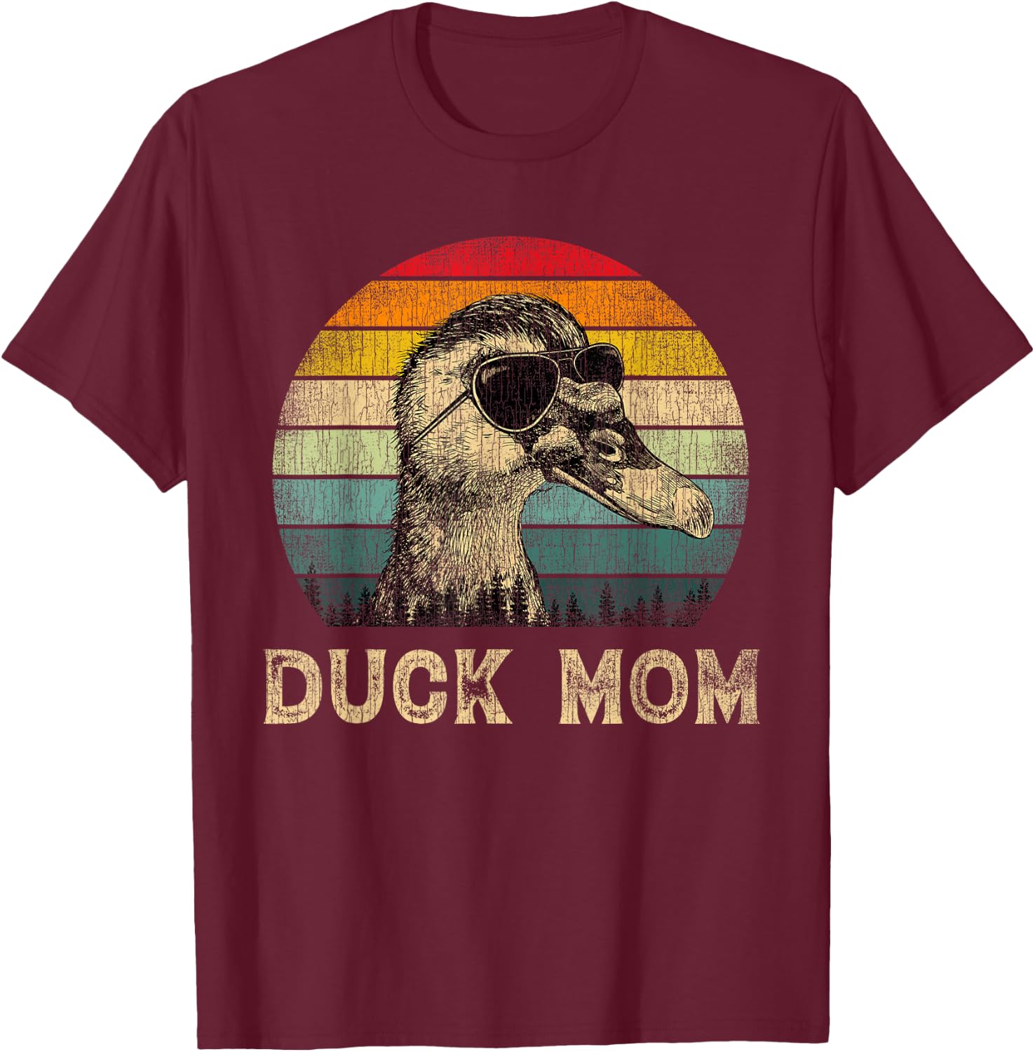Vintage Duck Mom Duck Lovers Mommy Mother's Day T-Shirt - T-Shirt | Maroon