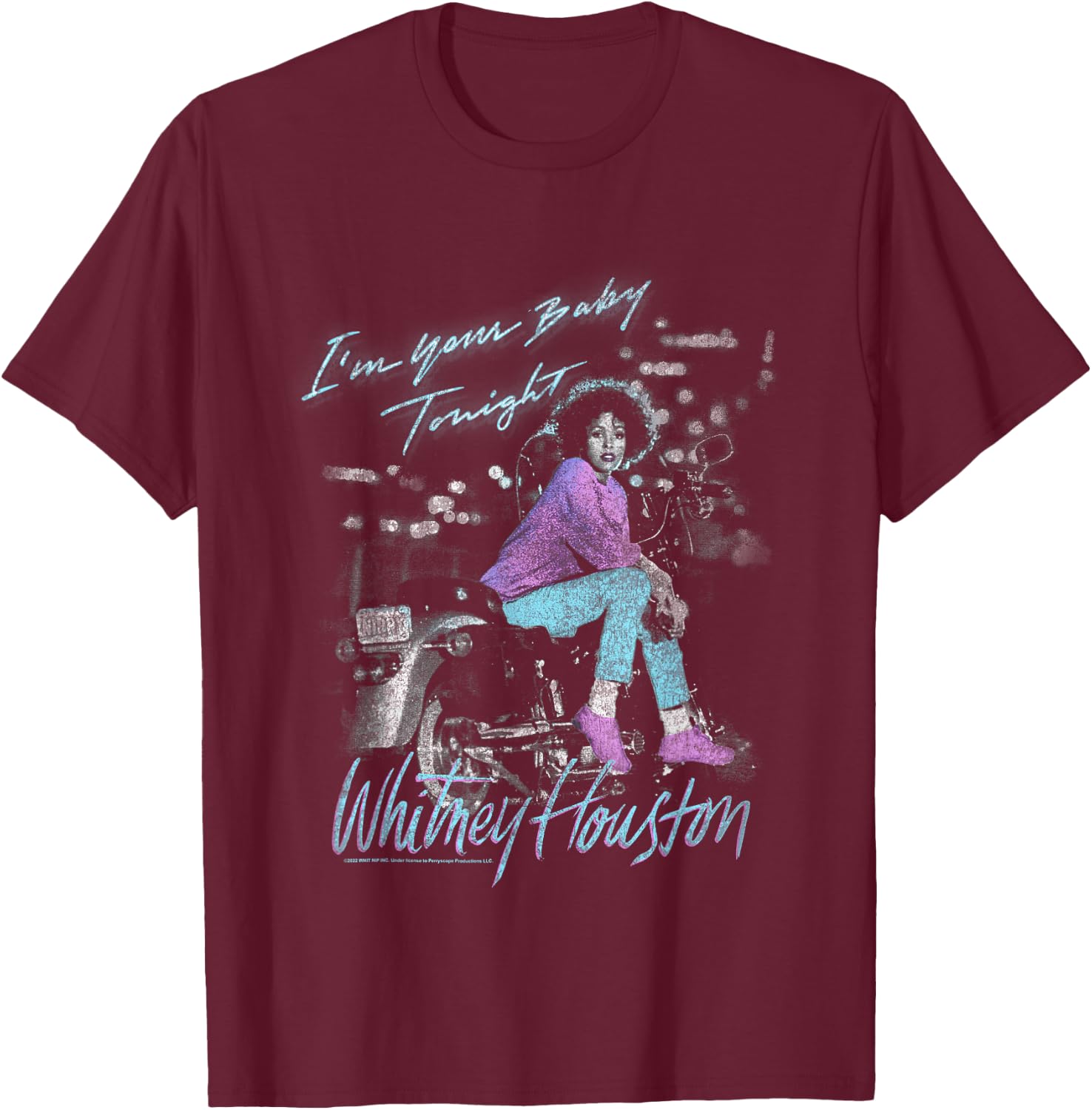 Whitney Houston Baby Tonight T-Shirt - T-Shirt | Maroon