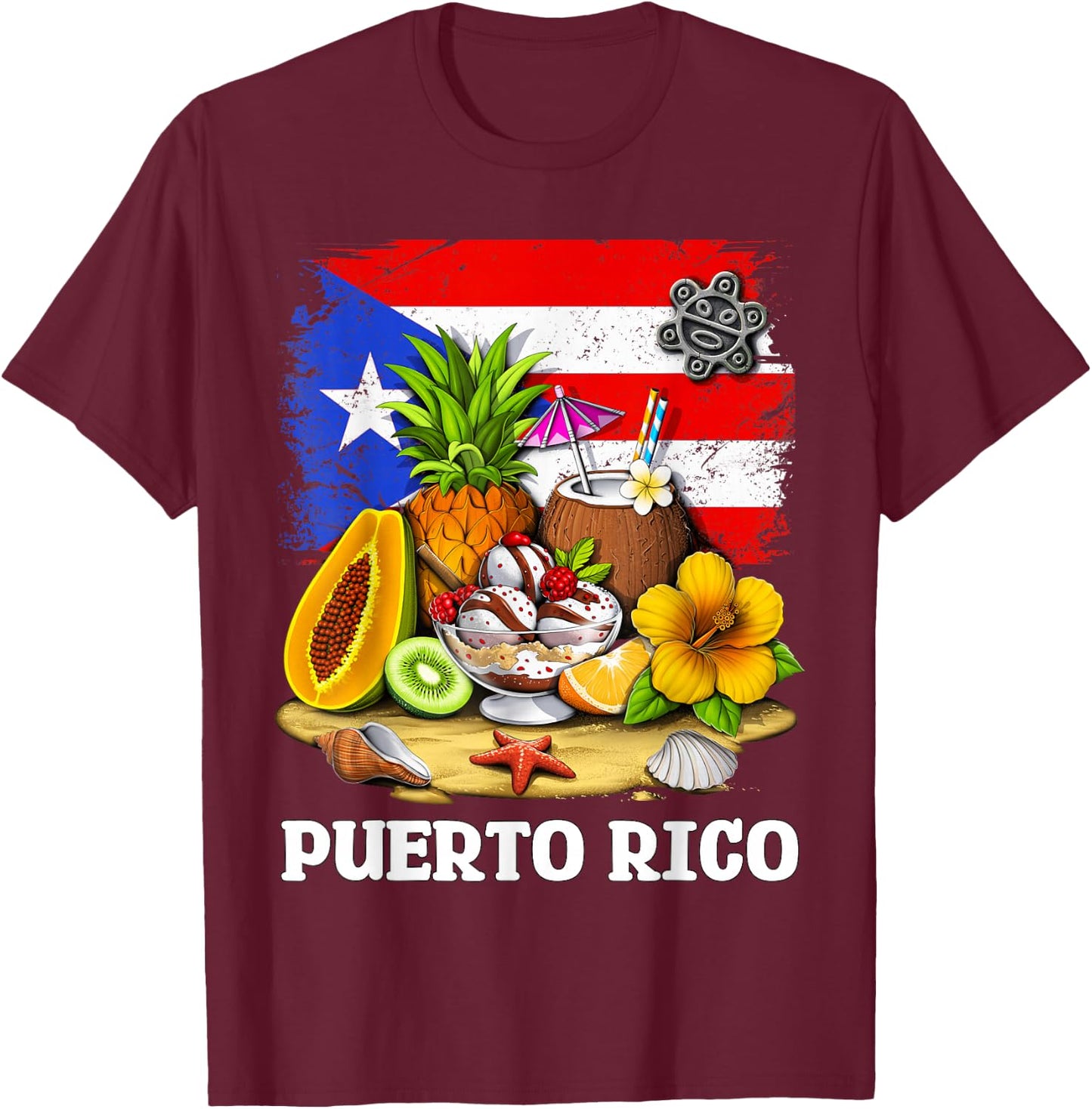 Puerto Rico Flag Boricua Proud Puerto Rican Heritage T-Shirt - T-Shirt | Maroon