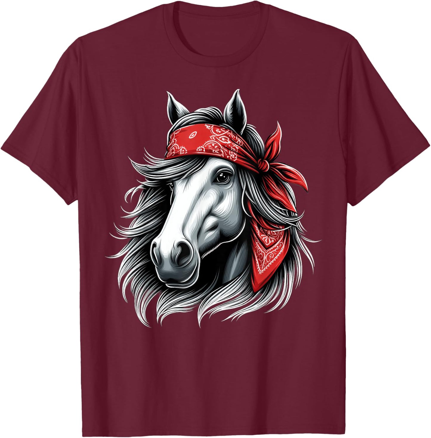 Horse Bandana T Shirt for Horseback Riding Horse Lover T-Shirt - T-Shirt | Maroon