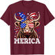 4th Of July Highland Cow Merica American Farm Men Women T-Shirt - T-Shirt | Maroon