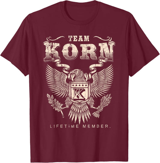 Team KORN Lifetime Member Last Name T-Shirt - T-Shirt | Maroon