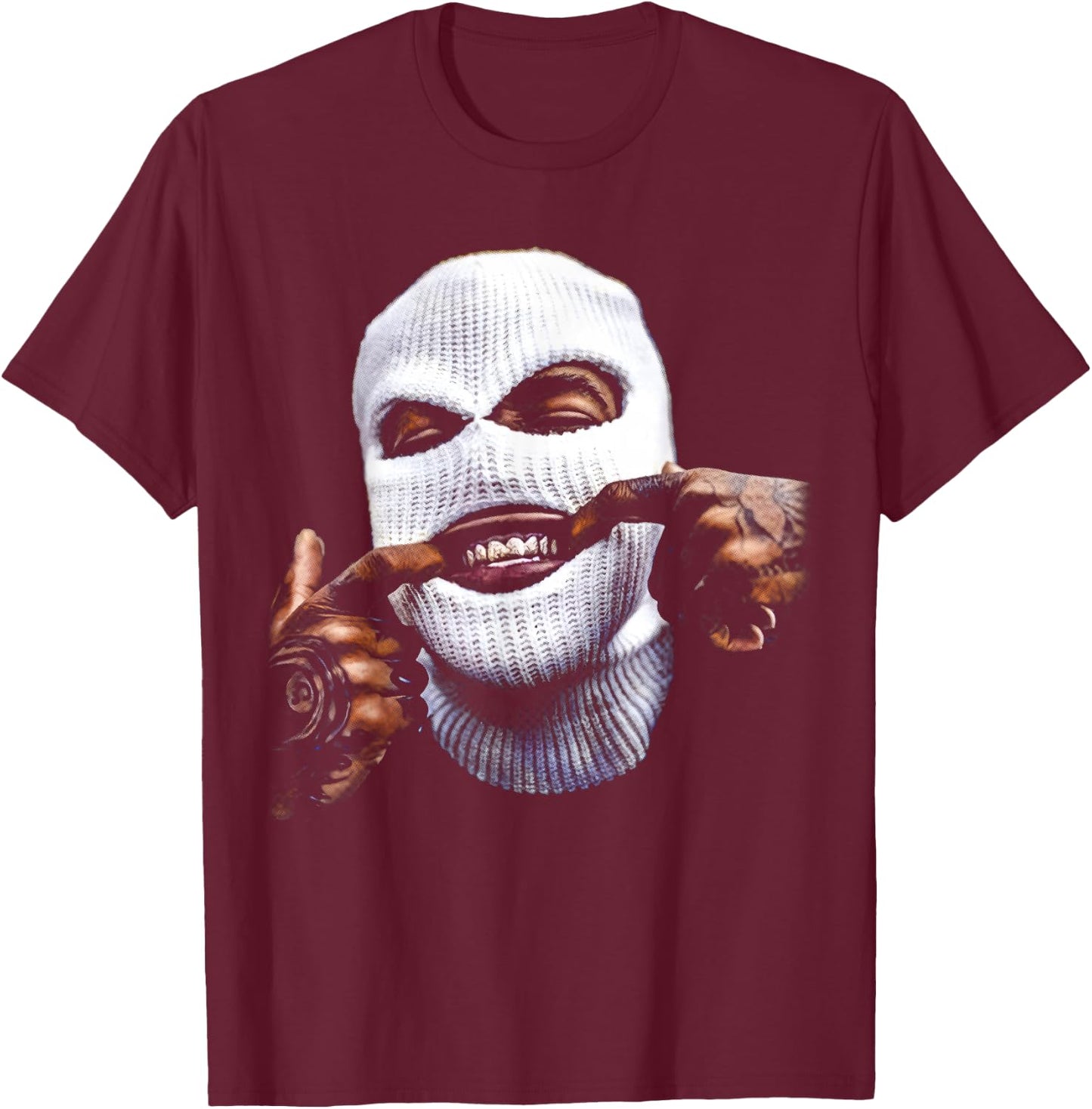 Funny Gangster Gangsta Hip HOP Hiphop Gold Teeth Hustle T-Shirt - T-Shirt | Maroon