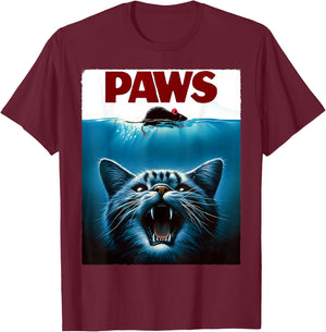 Paws Cat and Mouse Parody Funny Cat T-Shirt - T-Shirt | Maroon