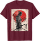 Japan Samurai Warrior Fighter Ukiyo Ink Artwork Samurai T-Shirt - T-Shirt | Maroon