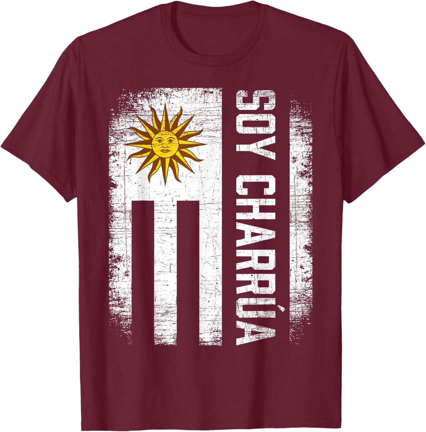 Charrua Uruguayan Hispanic Heritage Month Uruguay Flag T-Shirt - T-Shirt | Maroon