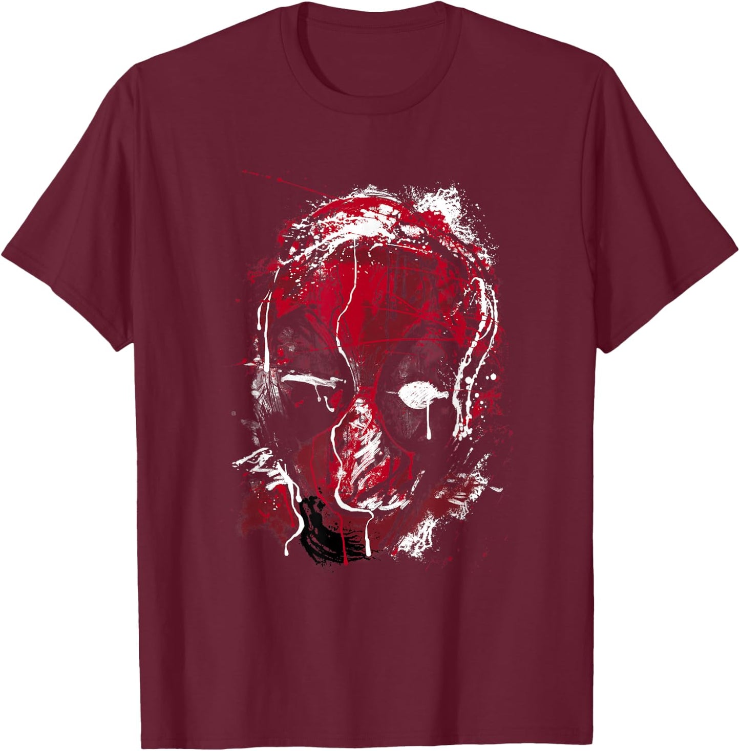 Marvel Deadpool Take A Punch Graphic Drip Art Big Face T-Shirt - T-Shirt | Maroon
