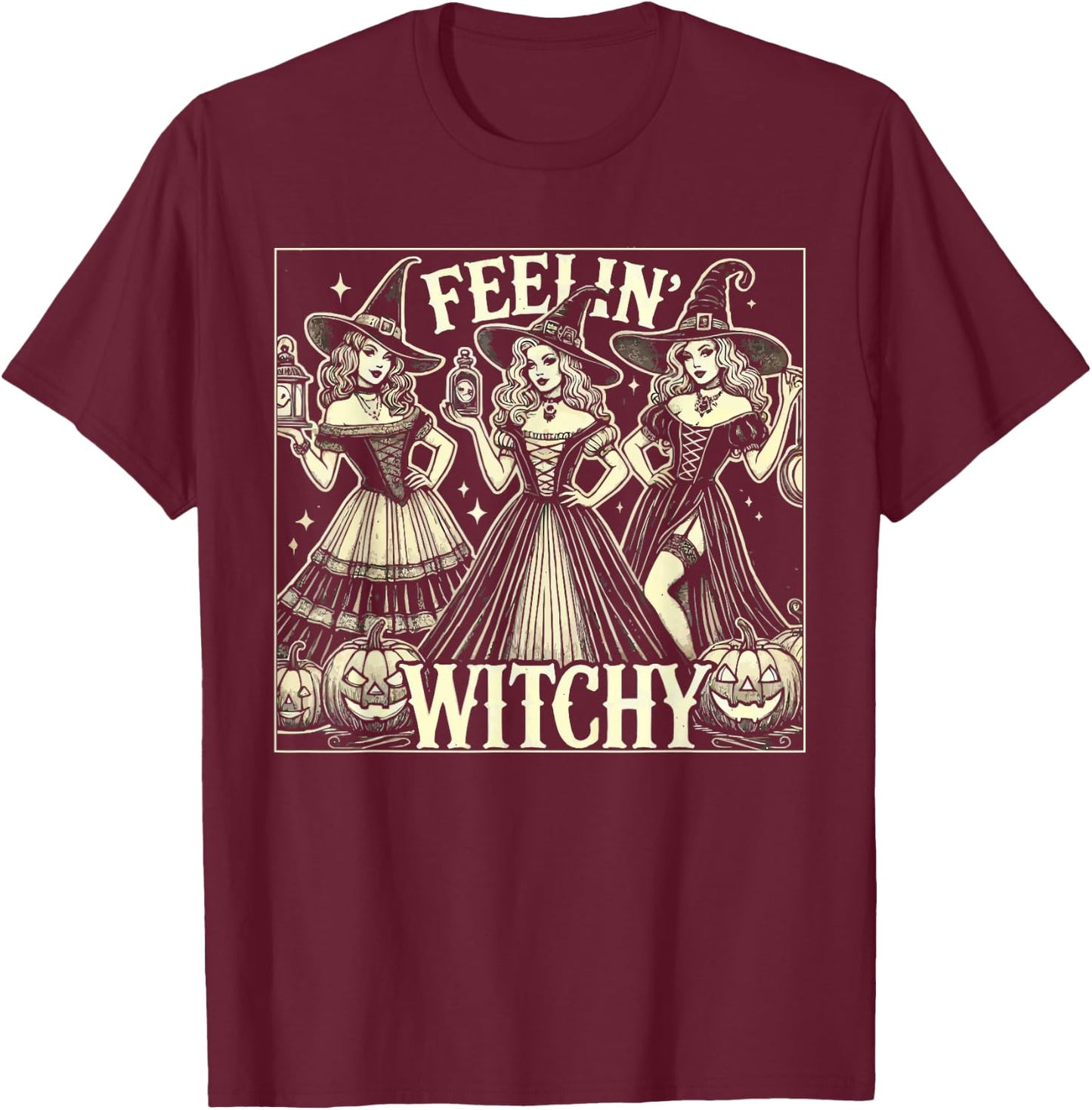 Halloween Witch Lover Spooky Witchy Broom Trick Or Treat T-Shirt - T-Shirt | Maroon
