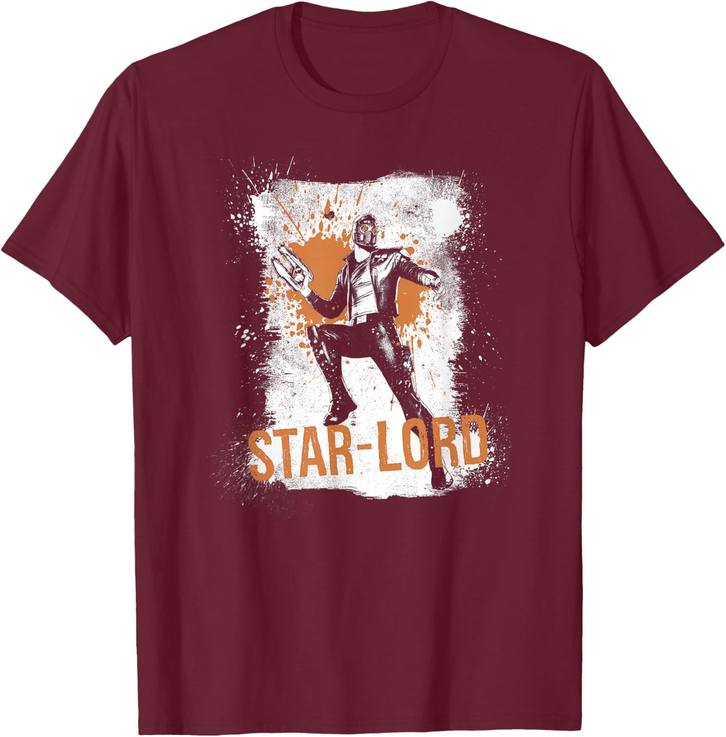 Marvel Guardians of The Galaxy Star-Lord Splatter Logo T-Shirt - T-Shirt | Maroon