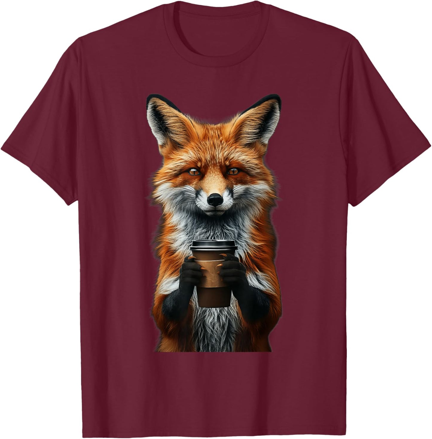 Fox Coffee T-Shirt - T-Shirt | Maroon