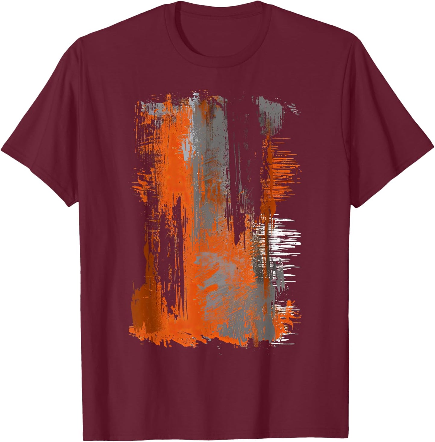 Orange And Black Brushstroke Art Graphic T-Shirt - T-Shirt | Maroon