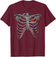 Rainbow Heart Pride Month Rib-Cage Skeleton LGBTQ Gay Les Bi T-Shirt - T-Shirt | Maroon