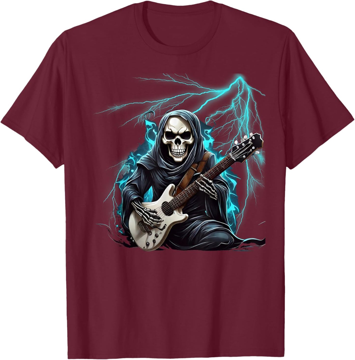 Ghost Guitar Cool Guitar Player Skeleton Hands Guitar T-Shirt - T-Shirt | Maroon