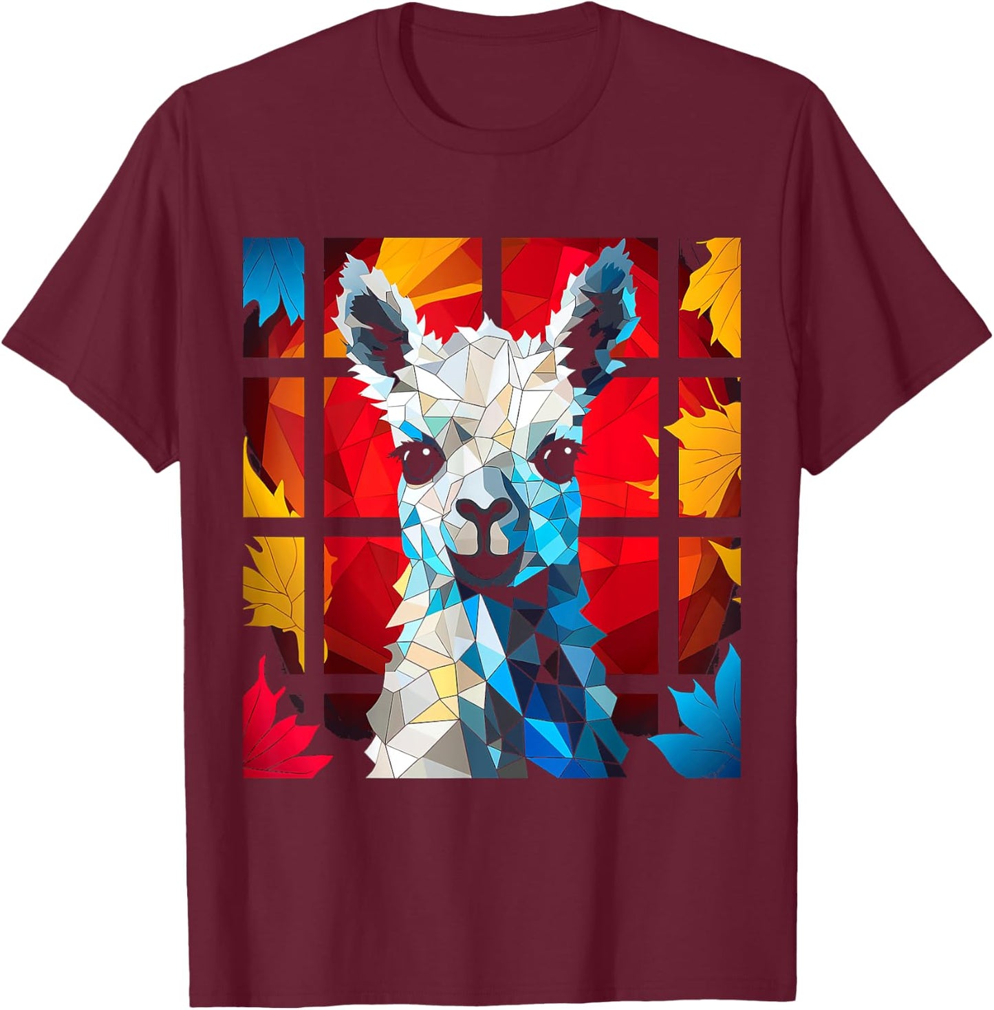 Alpaca Polygon Animal Zoo Artwork Llama T-Shirt - T-Shirt | Maroon