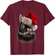 Netherland Dwarf Rabbit, Christmas Santa Hat, Bunny T-Shirt - T-Shirt | Maroon