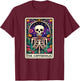 Funny Coffee Lover, Tarot Card Coffeeholic Skeleton Graphic T-Shirt - T-Shirt | Maroon