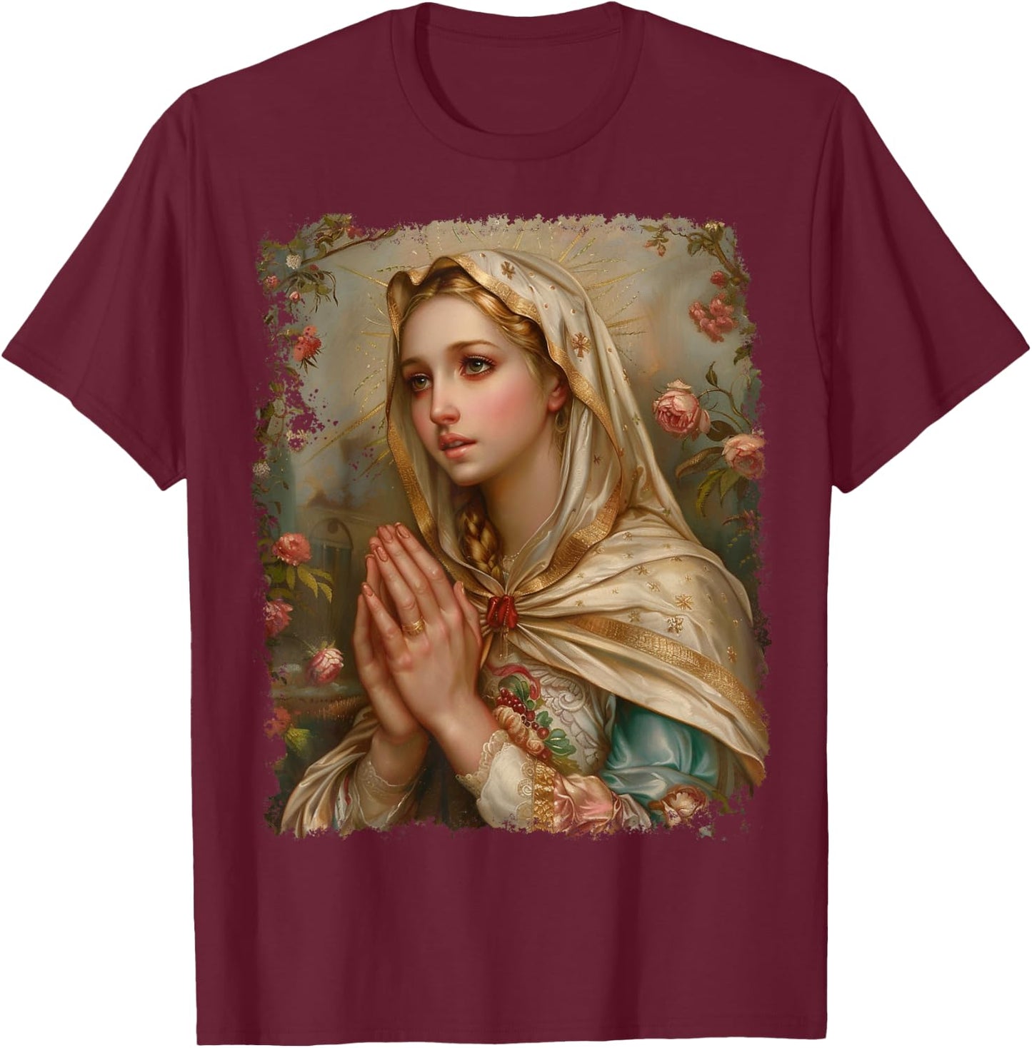 Mother of Jesus Christ Saint Mary Christian T-Shirt - T-Shirt | Maroon