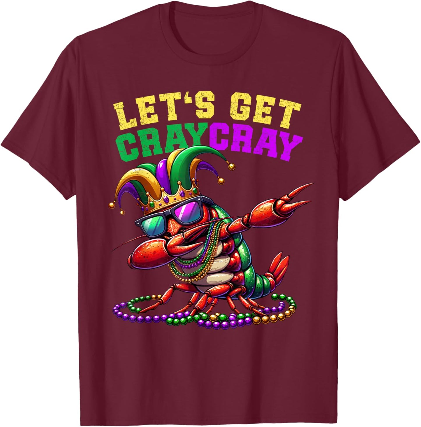 Dabbing Crawfish Costume Kids Toddler Boys Men Mardi Gras T-Shirt - T-Shirt | Maroon