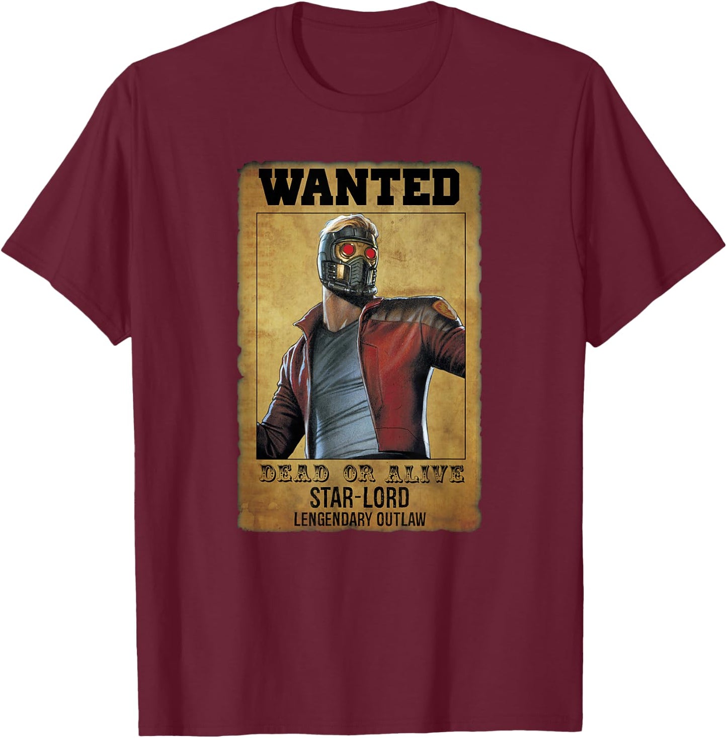 Marvel Guardians of The Galaxy Star-Lord Vintage Wanted T-Shirt - T-Shirt | Maroon