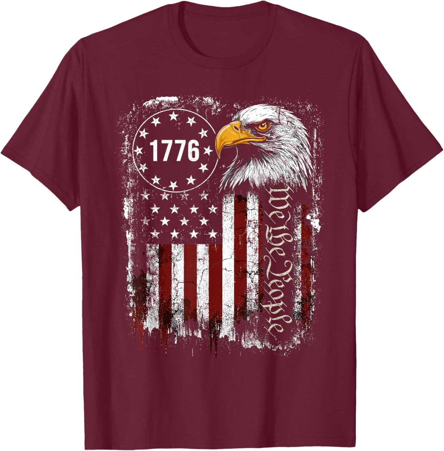 Eagle American Flag Patriotic 4th of July T-Shirt - T-Shirt | Maroon