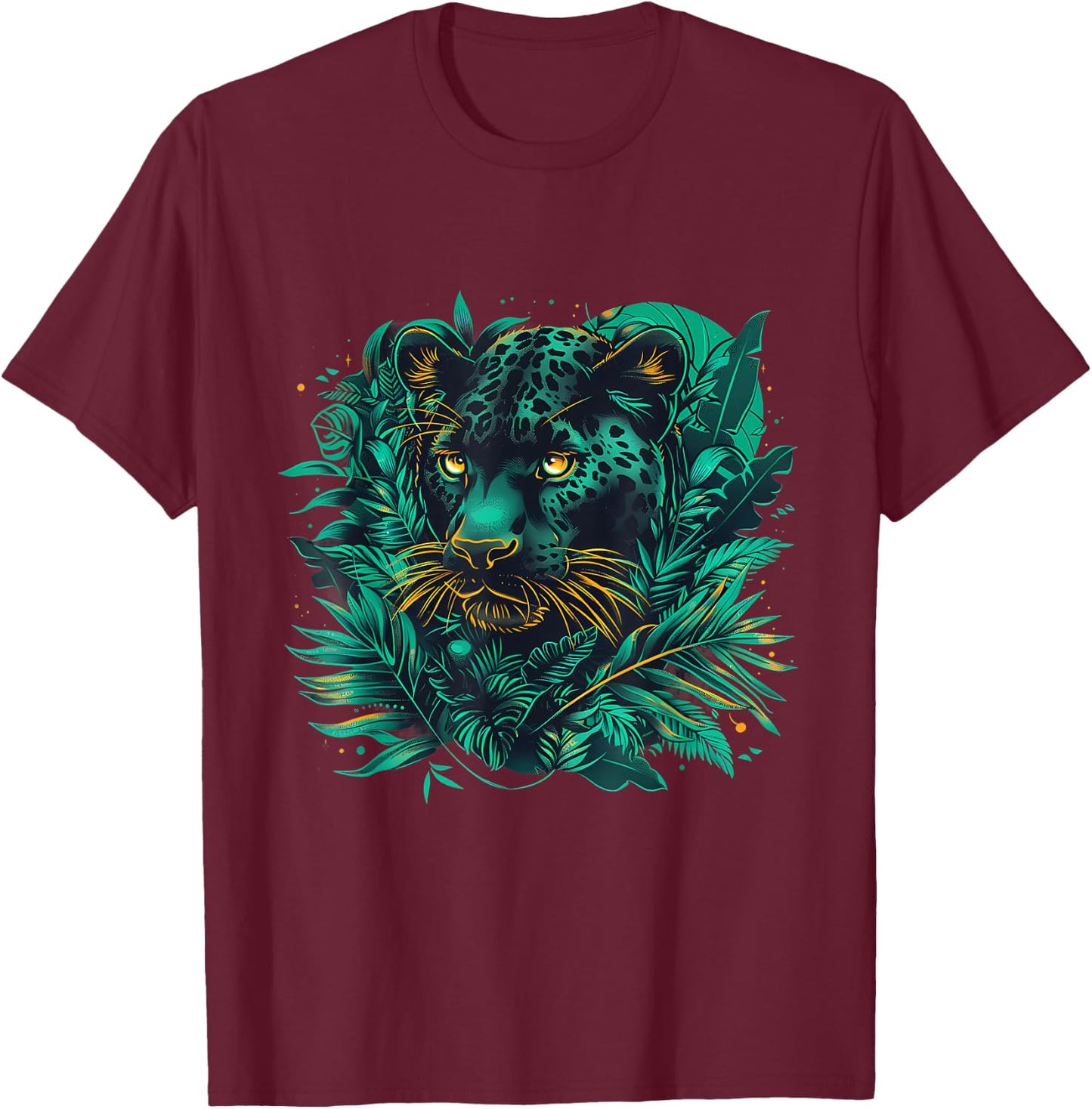 Panther Nature Wildlife Panther Lover Portrait Artwork T-Shirt - T-Shirt | Maroon