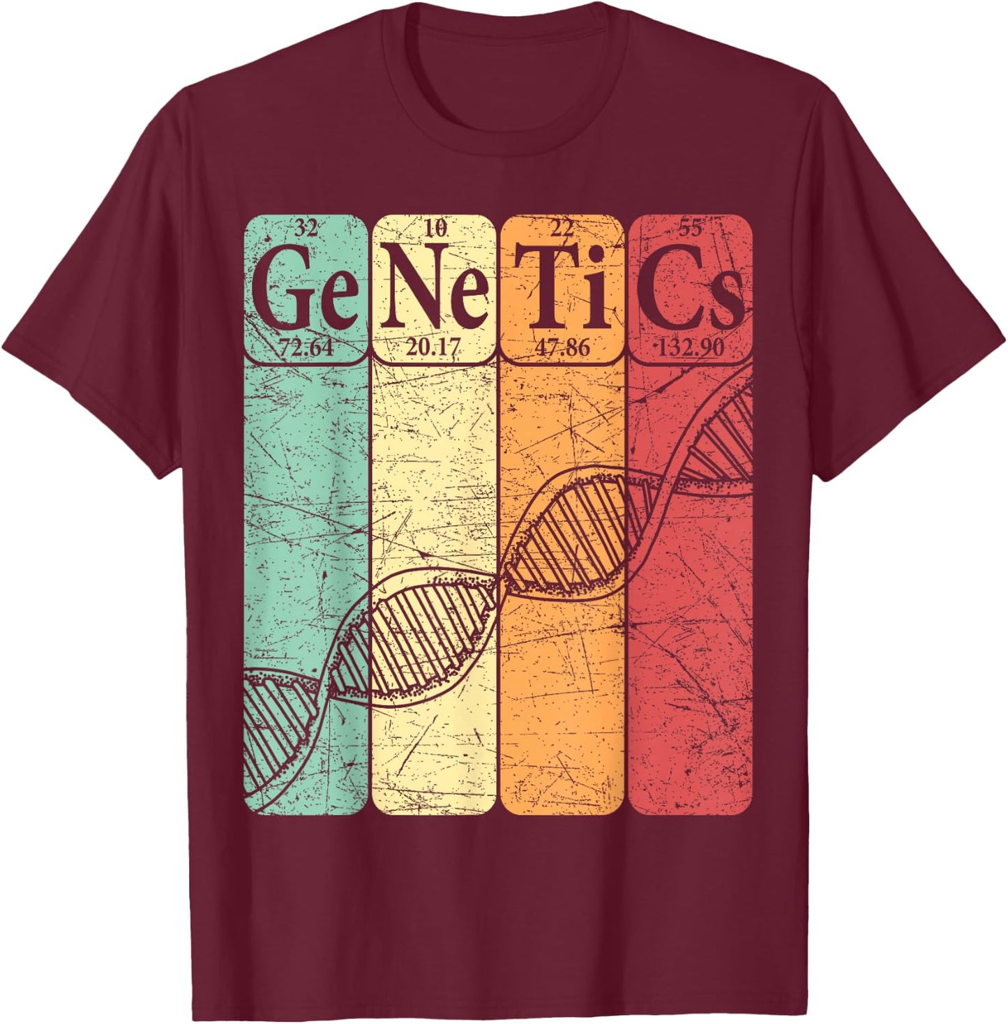 DNA Genetics Periodic Table Elements Biologist Retro Genetic T-Shirt - T-Shirt | Maroon