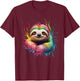 Sloth Men Woman Colorful Watercolor Sloth T-Shirt - T-Shirt | Maroon