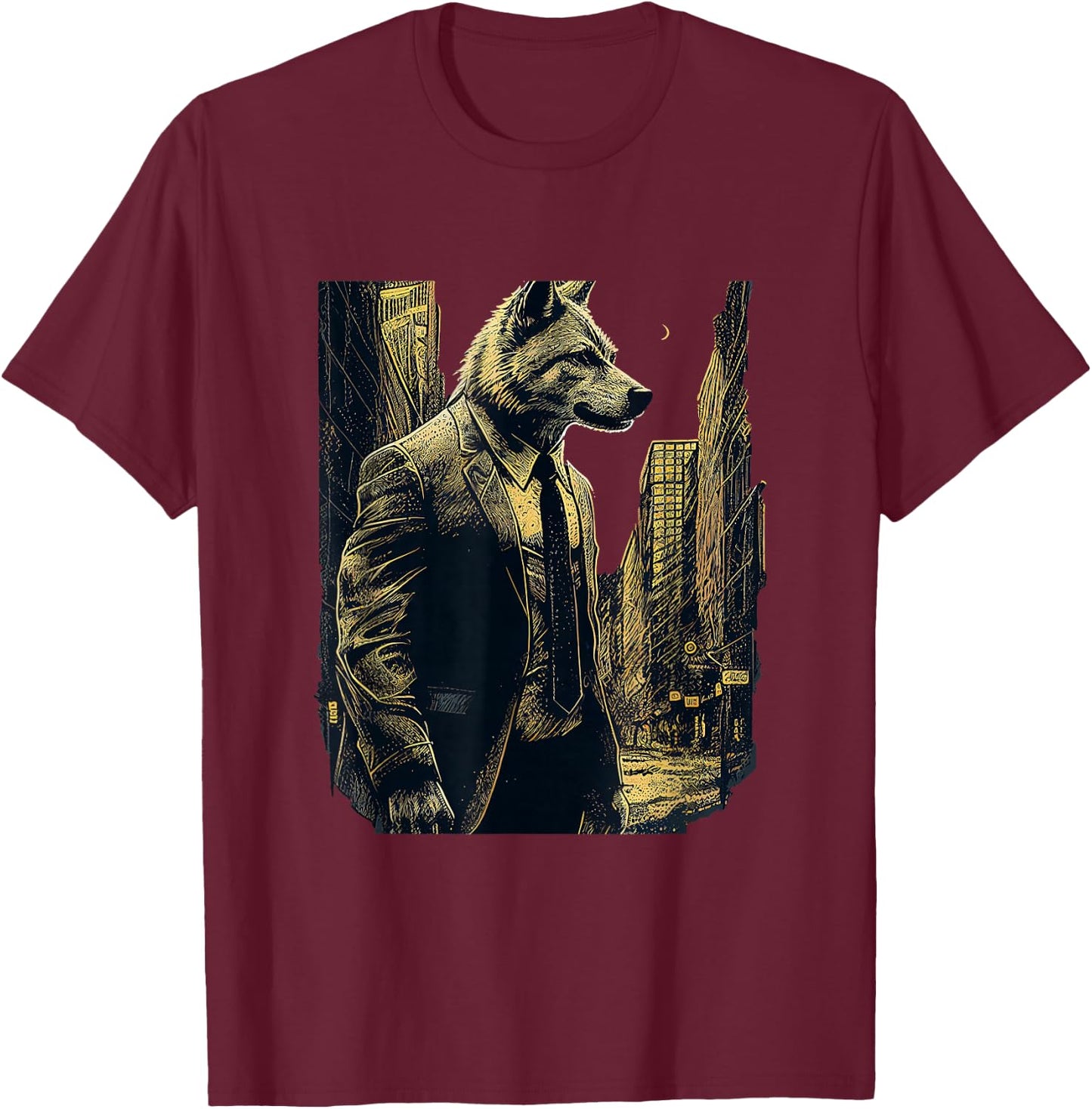 Wallstreet Wolf T-Shirt - T-Shirt | Maroon