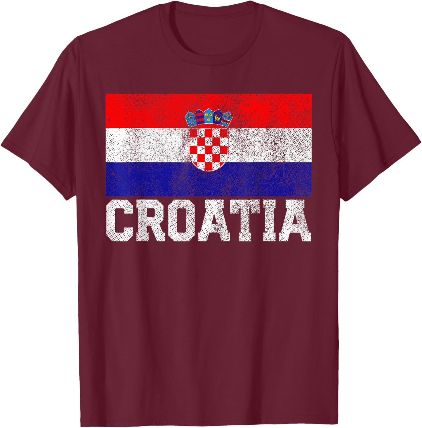 Croatian Croatia Flag National Pride Family Roots Country T-Shirt - T-Shirt | Maroon
