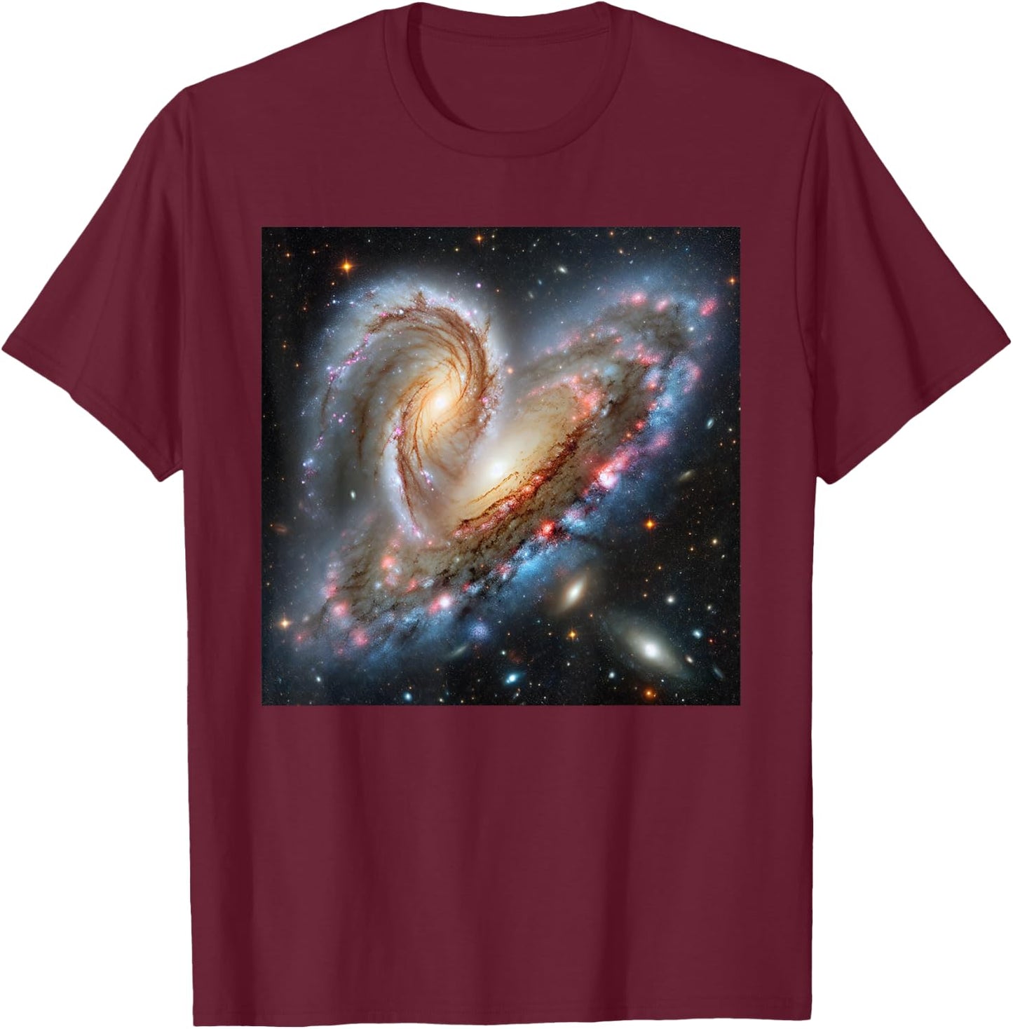 Milky Way and Andromeda Galactic Star Crash T-Shirt - T-Shirt | Maroon