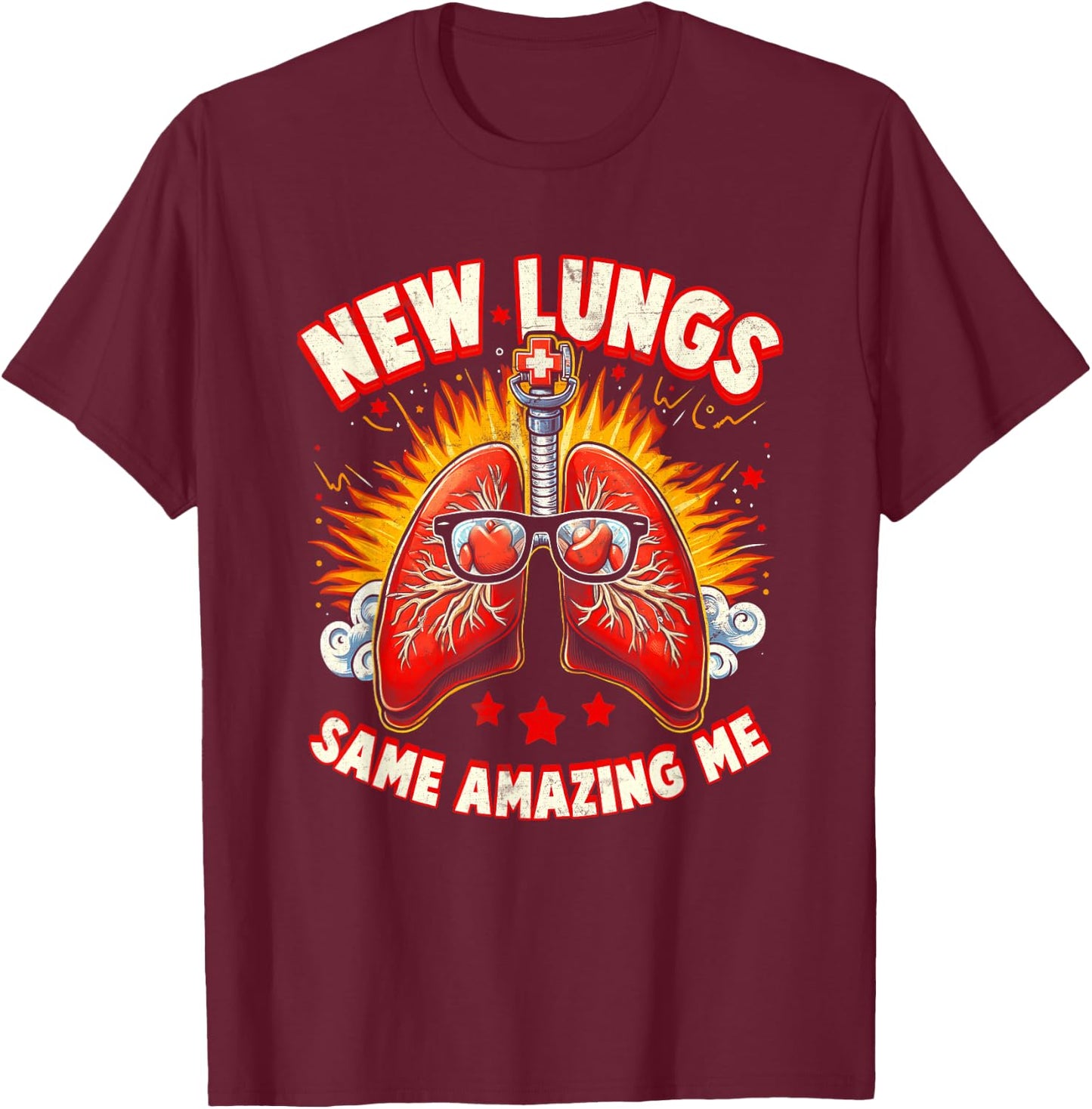 New Lungs Same Amazing Me Lung Nerd Pulmonologist Biology T-Shirt - T-Shirt | Maroon
