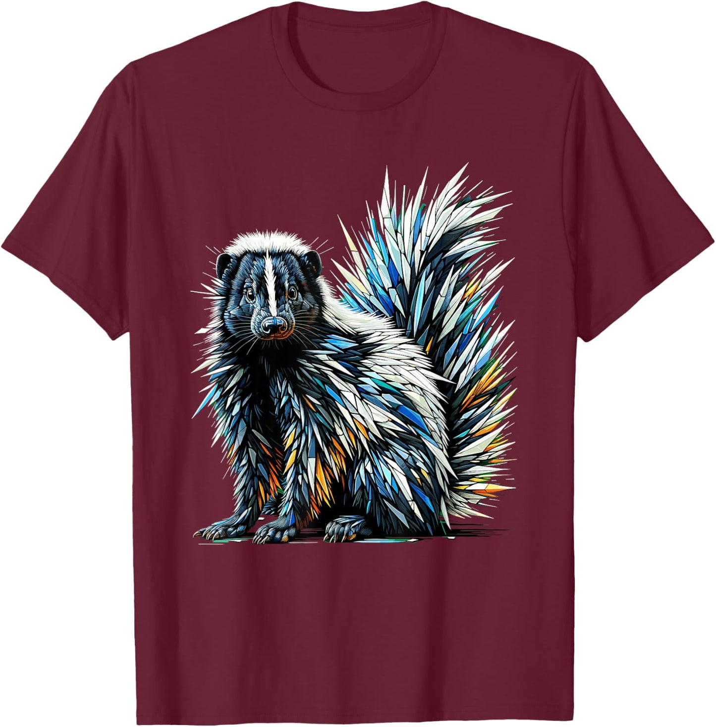 Polygon Art Skunk Lover Skunks T-Shirt - T-Shirt | Maroon