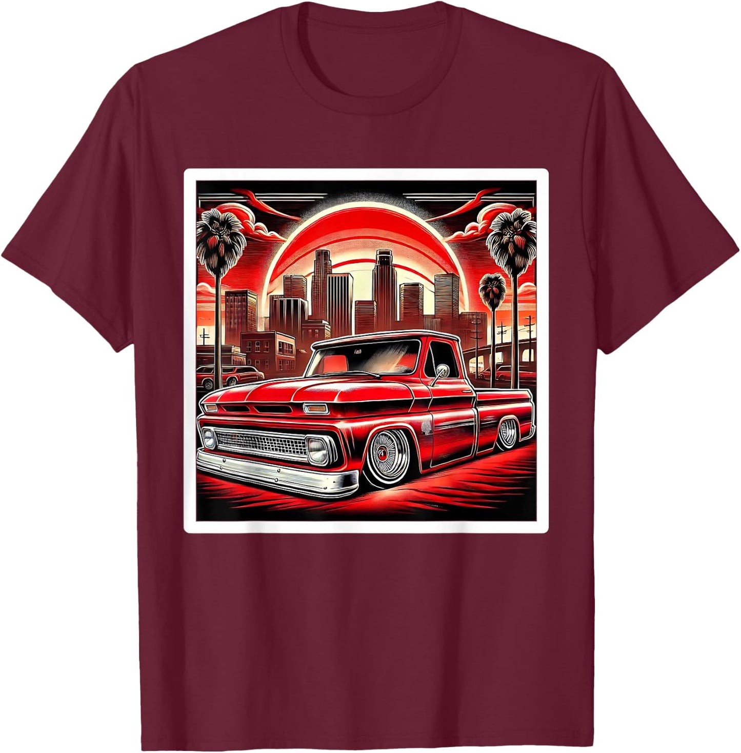 Urban Cultura Chicano Latino Mexican Pride Lowrider Truck T-Shirt - T-Shirt | Maroon