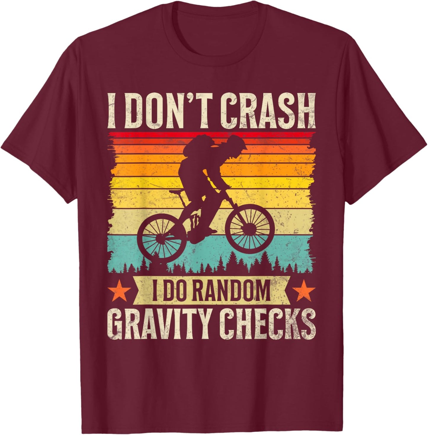 Mountain Bike Gravity Check Funny Downhill Crash T-Shirt - T-Shirt | Maroon