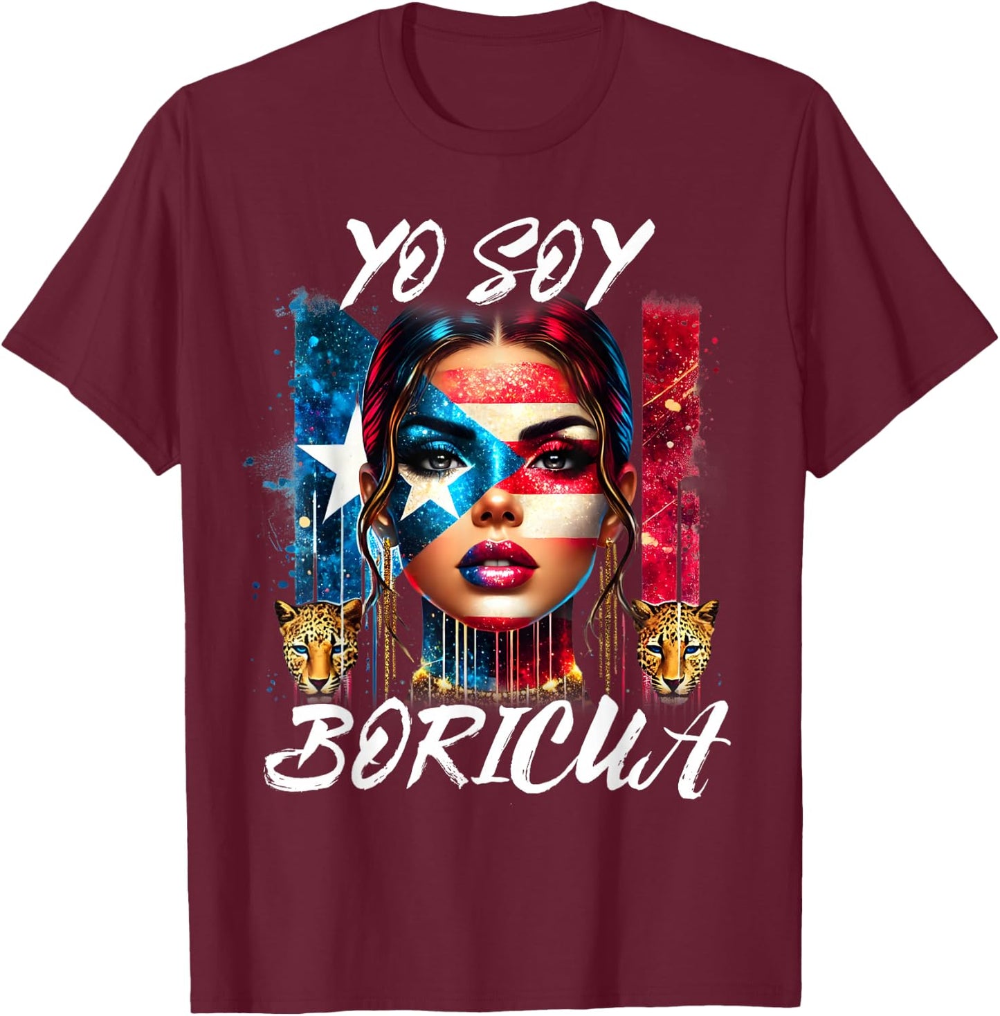 Puerto Rican Women Yo Soy Boricua Puerto Rico Flag Hispanic T-Shirt - T-Shirt | Maroon