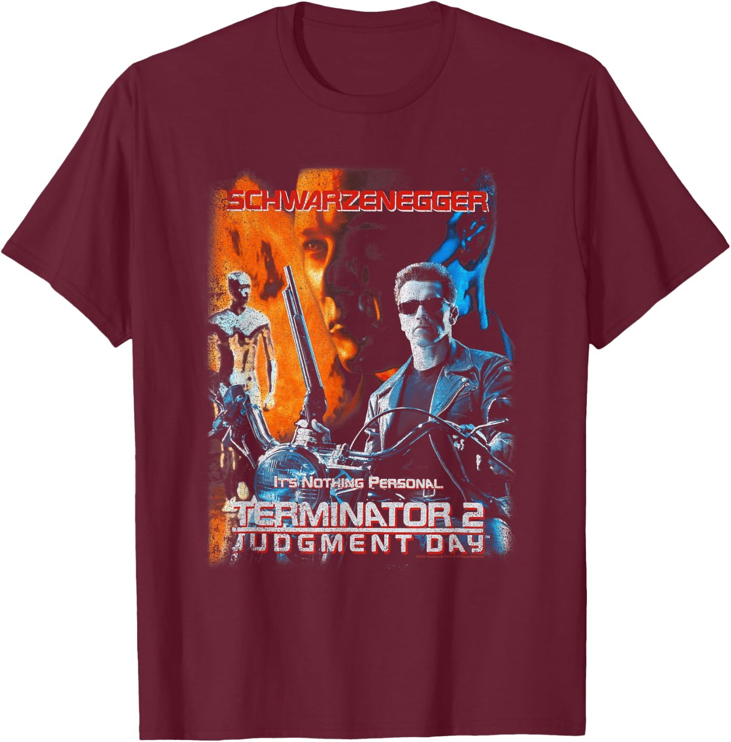 Terminator 2 Arnold Schwarzenegger Movie T-Shirt - T-Shirt | Maroon