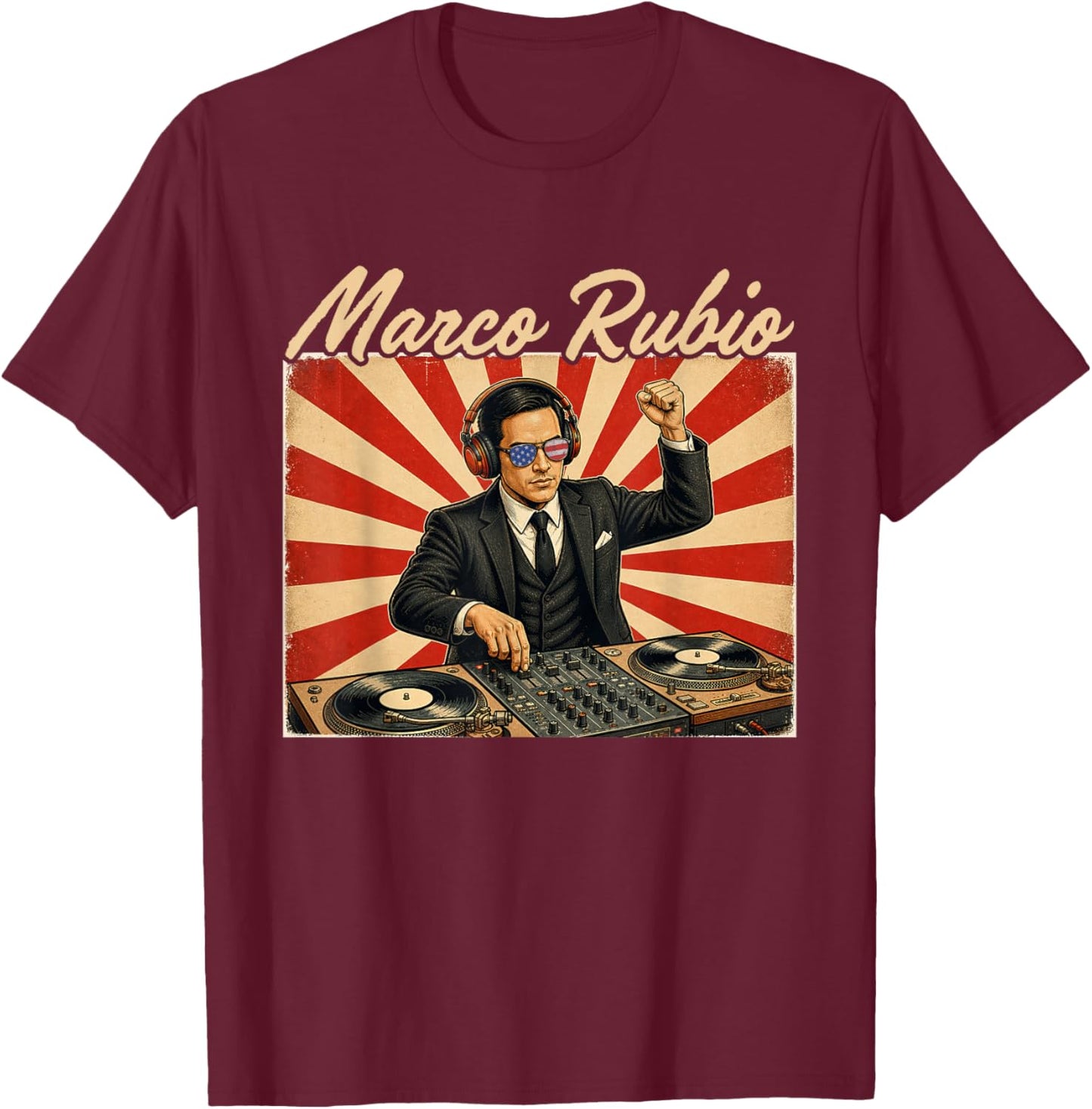 Marco Rubio Funny Vintage Sunglasses US Flag T-Shirt - T-Shirt | Maroon