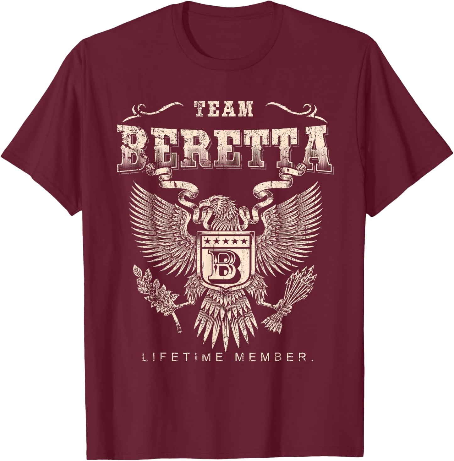 Team Beretta Lifetime Member - Beretta Name T-Shirt - T-Shirt | Maroon