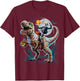 Skeleton Riding Mummy Pumpkin T Rex Dinosaur Funny Halloween T-Shirt - T-Shirt | Maroon