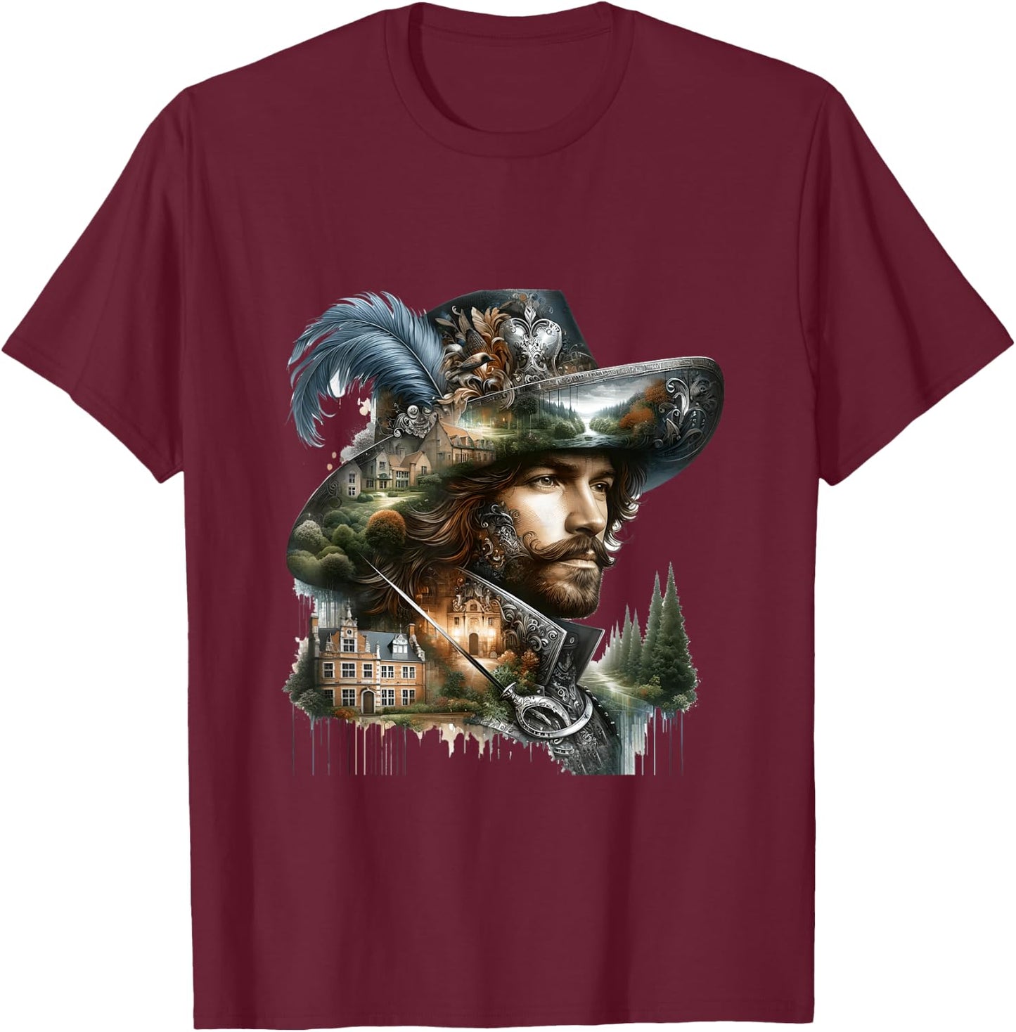 Fantasy Cute Brave French Musketeer T-Shirt - T-Shirt | Maroon