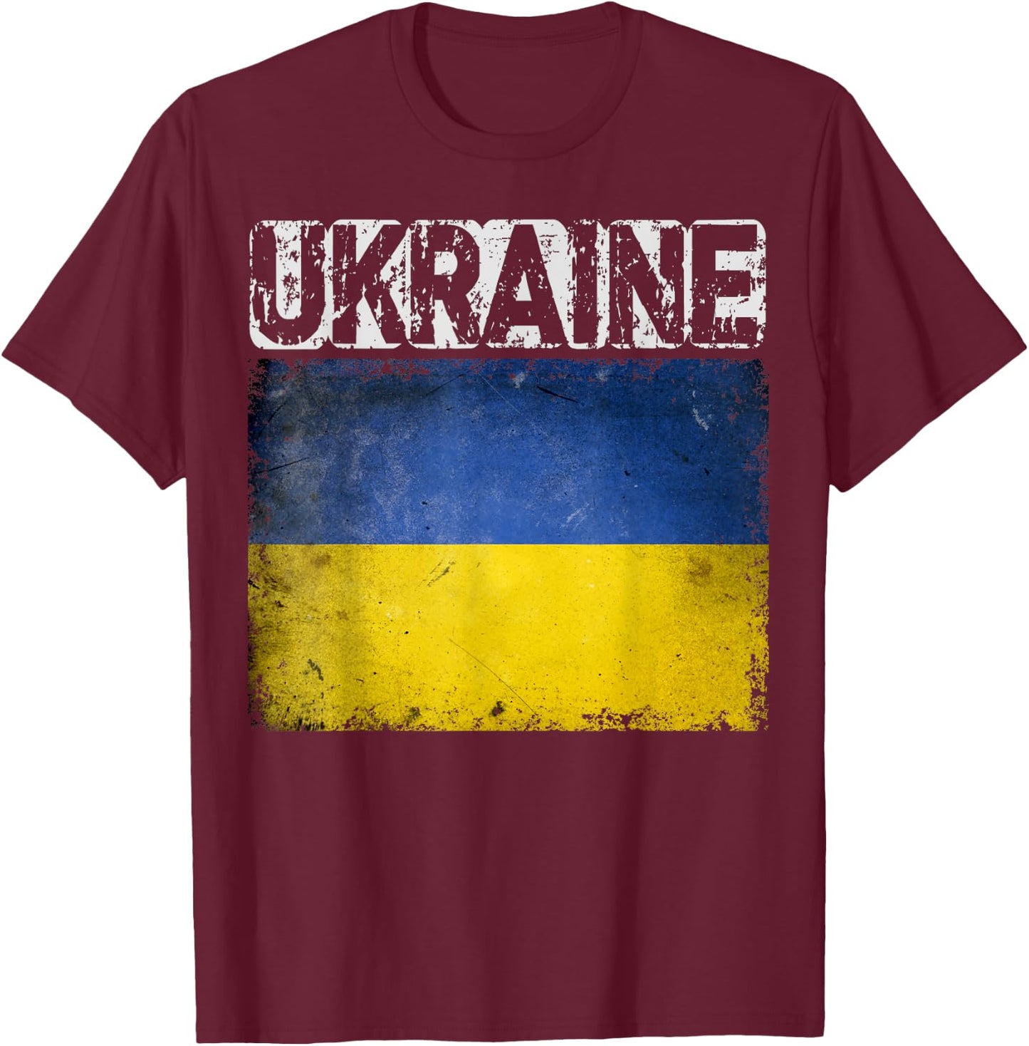 Vintage Ukraine | Ukrainian Flag Pride Gift T-Shirt - T-Shirt | Maroon