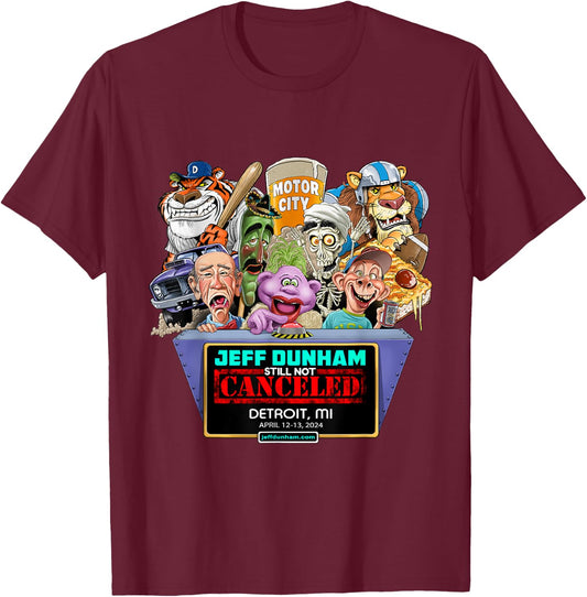 Jeff Dunham Detroit, MI (2024) T-Shirt - T-Shirt | Maroon