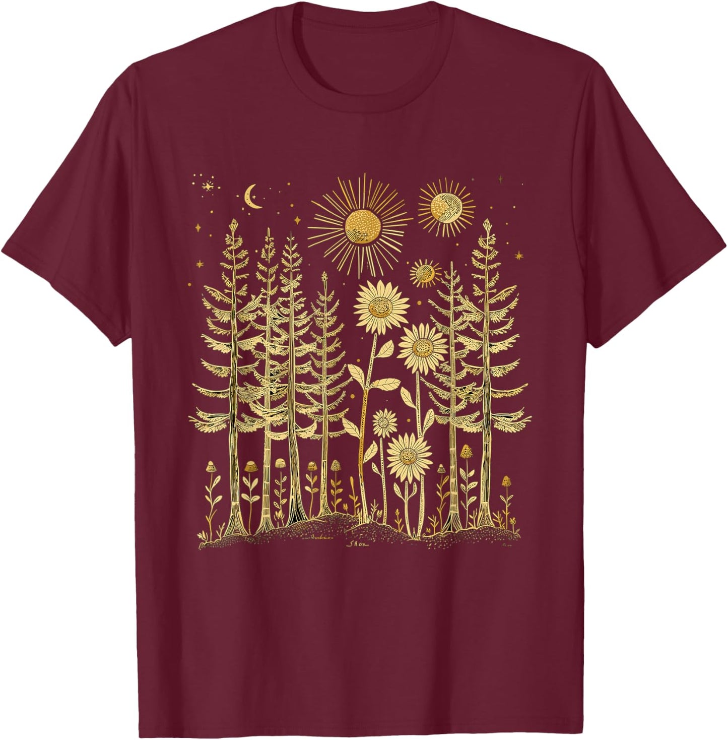 Wildlife Trees Nature Pine Tree Forest Outdoor T-Shirt - T-Shirt | Maroon