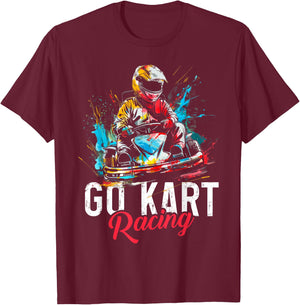 Go Kart Racing Boys Kids Racer T-Shirt - T-Shirt | Maroon