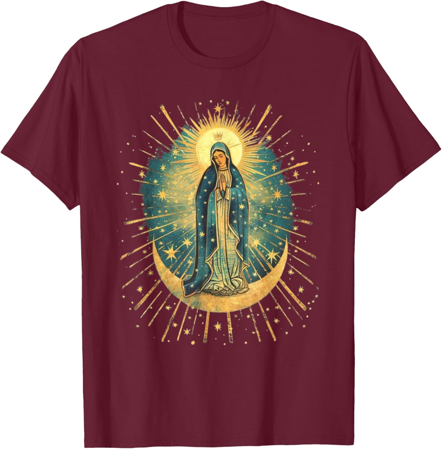 Our Lady De Guadalupe Sant Mary For Christians, Catholics T-Shirt - T-Shirt | Maroon