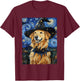 Golden Retriever Witch Costume Painting Starry Night Dog Women Kids T-Shirt - T-Shirt | Maroon
