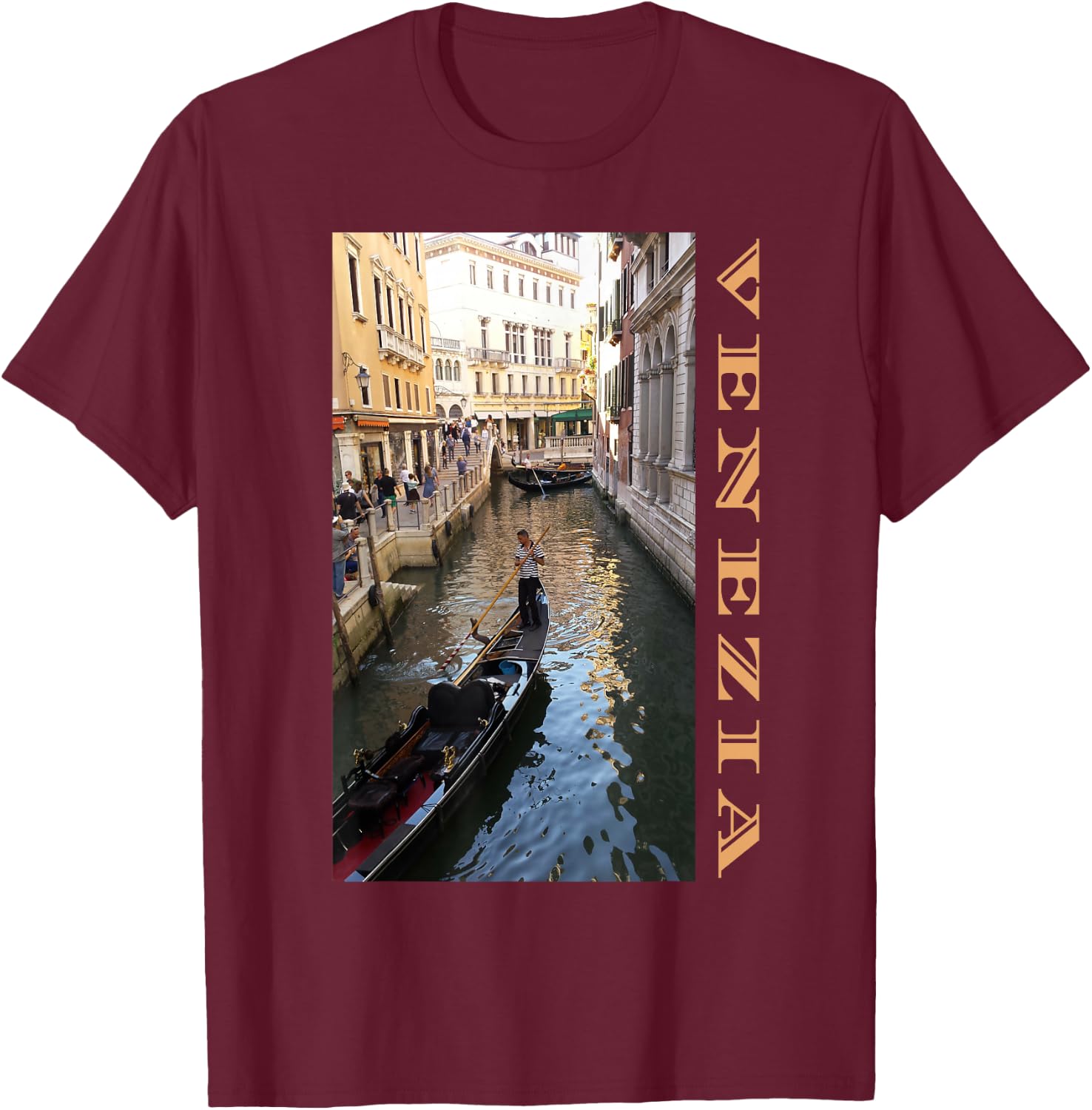 Venezia Venice Italy Canals Gondolas City Travel Souvenir T-Shirt - T-Shirt | Maroon