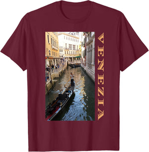 Venezia Venice Italy Canals Gondolas City Travel Souvenir T-Shirt - T-Shirt | Maroon